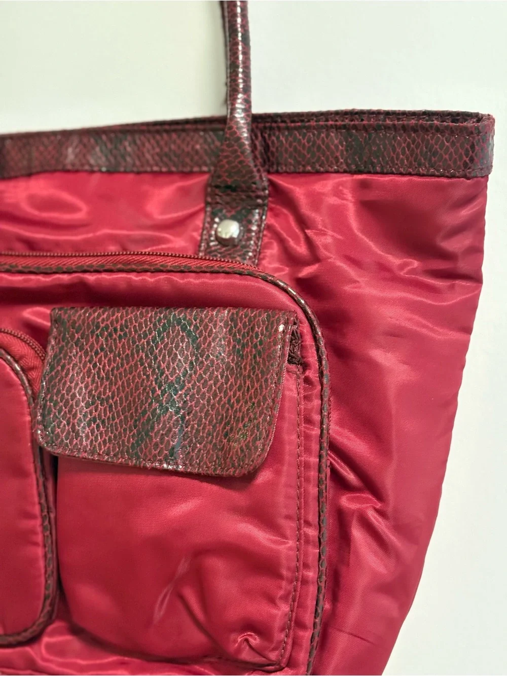 Maroon Nylon Tote Bag